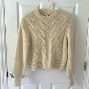 River Island crop cable knit chunky sweater cream size small